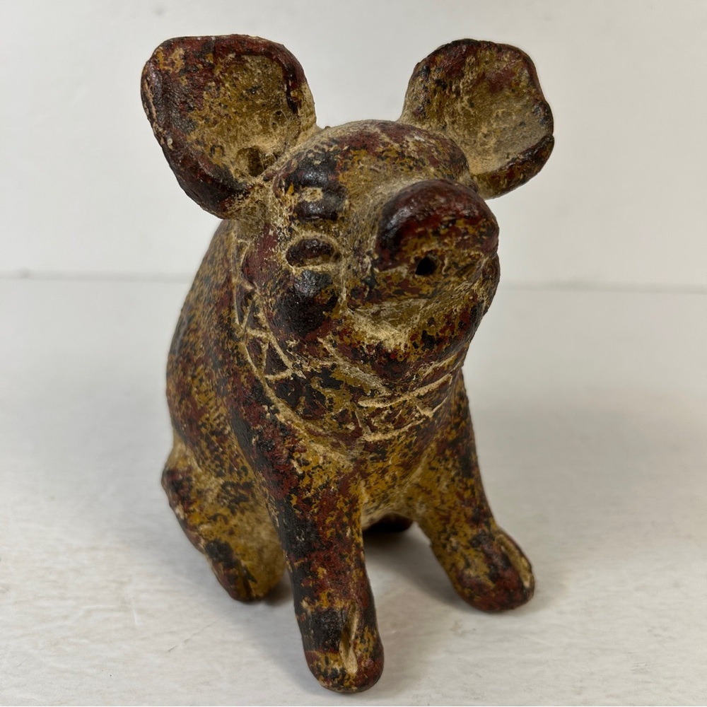 Vintage Rustic Ceramic Pig Figurine - Handcrafted Earthy Folk Art - Farmhouse